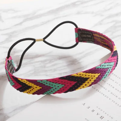 Faixa de cabeça elástica turbante, faixa de cabeça étnica feminina vintage acessórios para cabelo boêmia