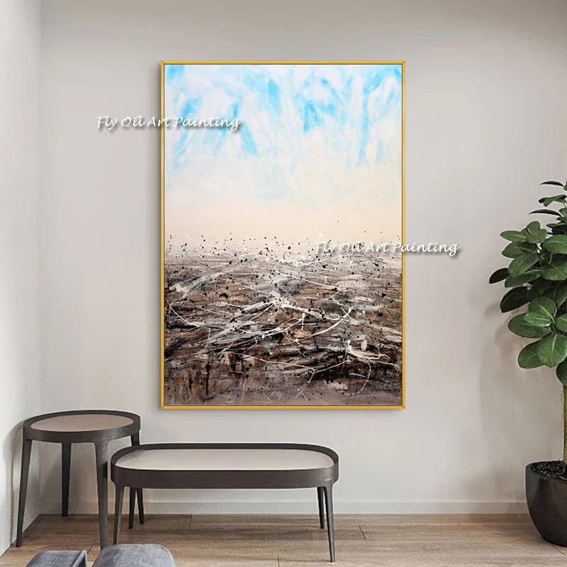 

The Trend Blue Sky 100%Hand Painted Abstract Art Oil Painting Wall on Canvas Paintings Wood Simple Picture For Home Decoration