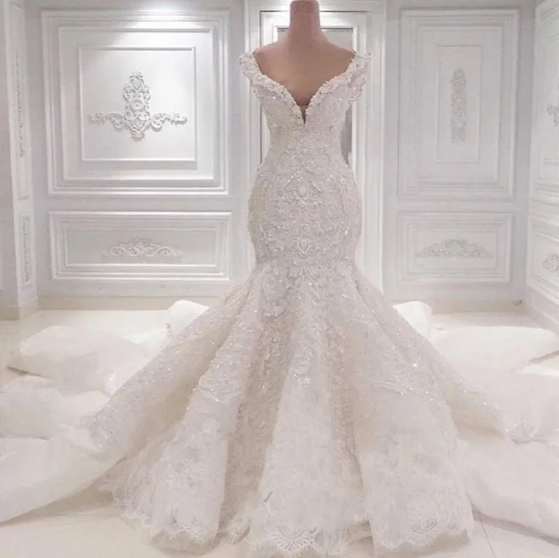 2022 Vestido De Noiva Lace Trouwjurken Lente Designer Nieuwe Crystal Parels Borduren Voor Kerk Bruidsjurken