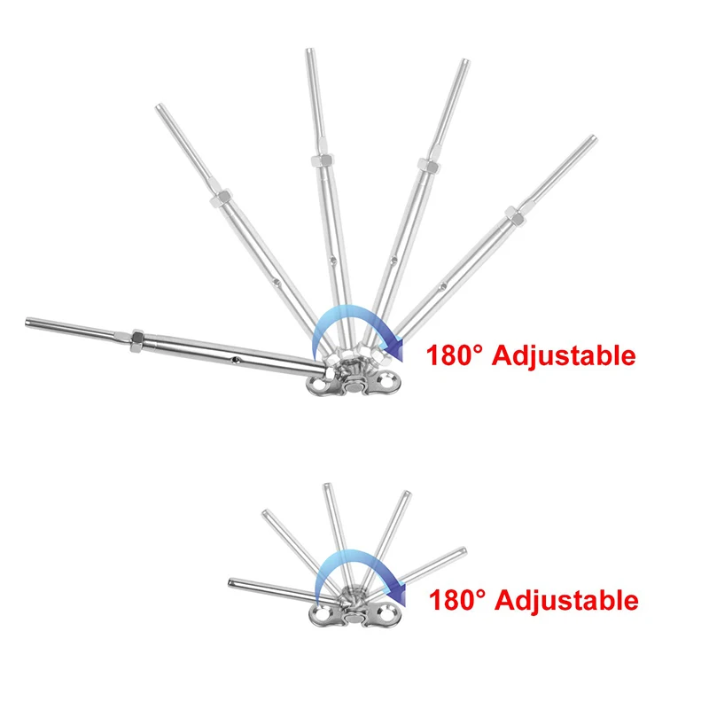 Imagem -02 - Cabo Trilhos Kit 16 Swage Toggle Turnbuckle Ângulo de Ferragem 180 ° Ajustável T316 Aço Inoxidável para Pós Madeira Peças