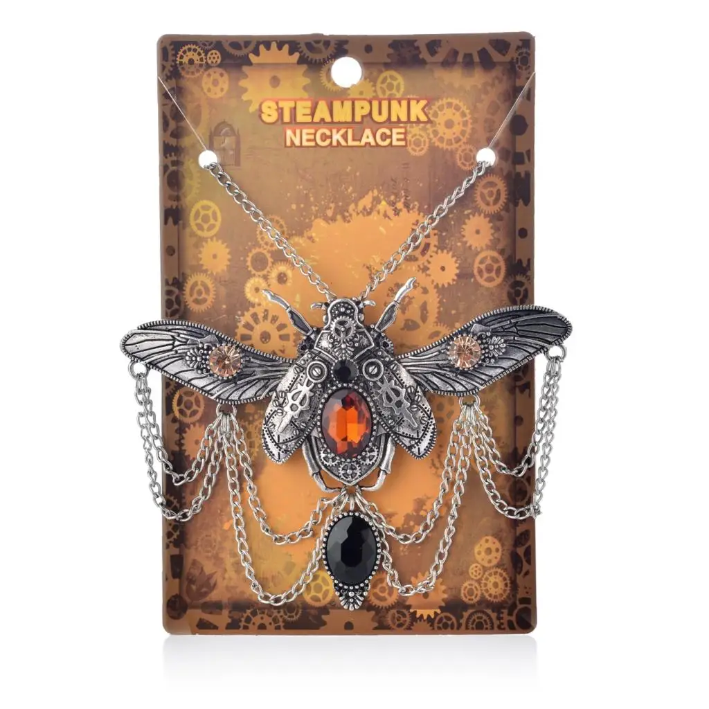Victorian Beetle Watch Clock Hand Gear Cog Steampunk Bib Statement Necklace
