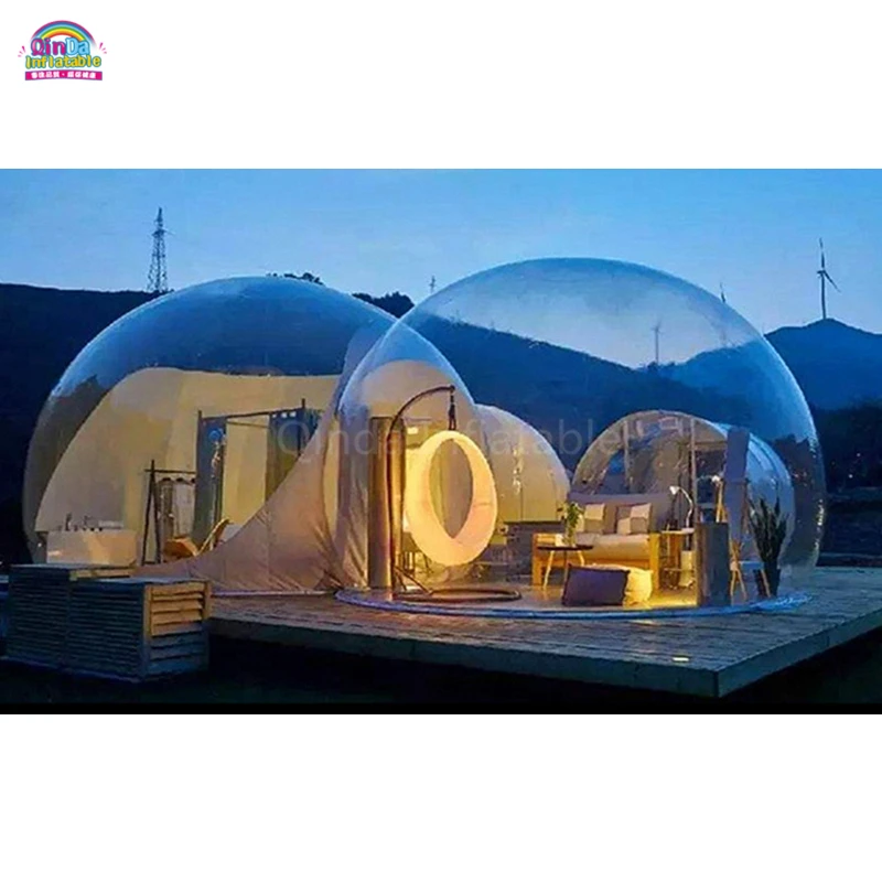 Outdoor Transparent Inflatable House For Commercial Hotel 3 Rooms Bubble Tent Inflatable PVC Houses