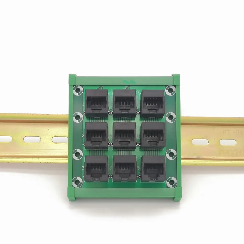 DIN Rail Mount RJ45 Module,RJ45 8P8C Jack 9-Way Buss Breakout Board,Terminal Block, Connector.