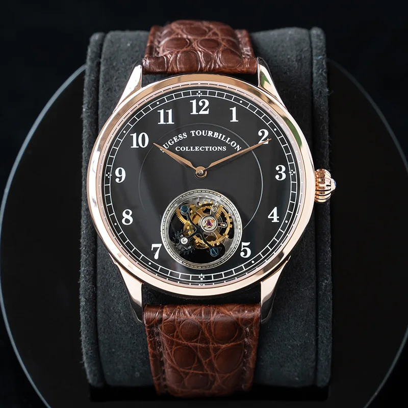 Sugess echte Tourbillon Geschäfts leute sehen original st8000 Uhrwerk Luxus Skelett mechanische Uhren Saphir Armbanduhren