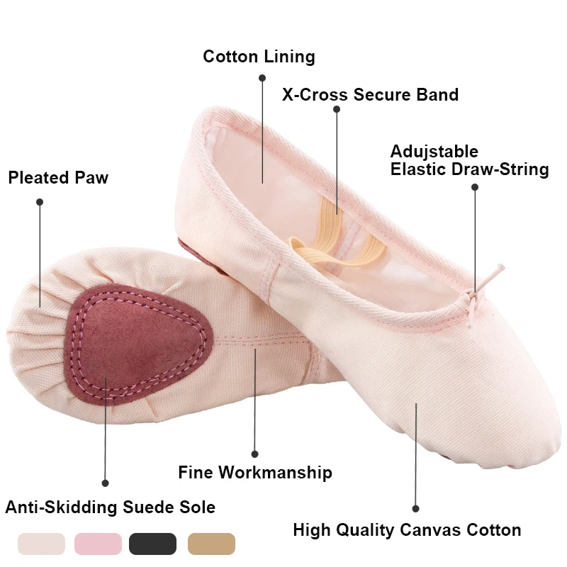 5 Pairs Wholesale Ballet Shoes For Girls Kids Canvas Dance Shoes Gymnastics Shoes Flats Fitness Dancing Slippers