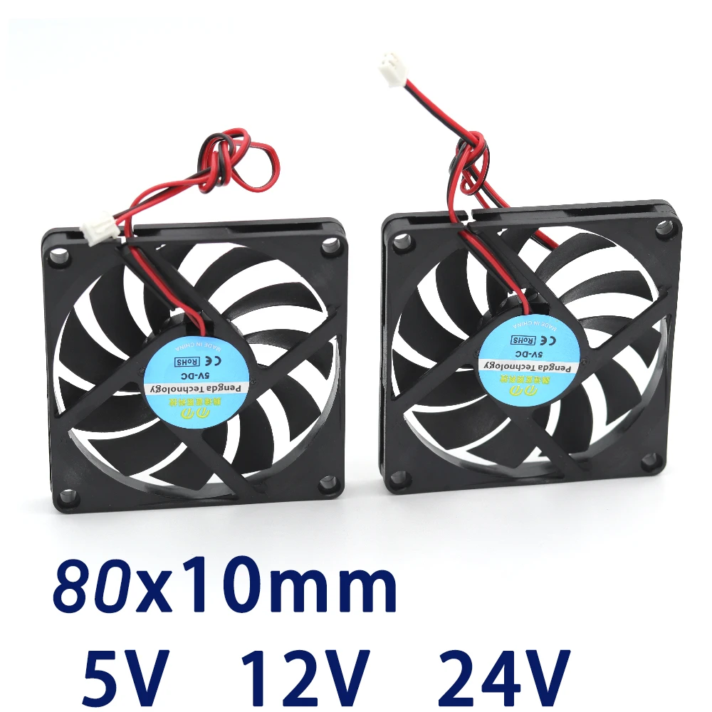 3d wentylator drukarki 8010 2 piny 80mm 80x80x10mm 8cm karta graficzna DC 5V / 12V 24V 2P 1 sztuk