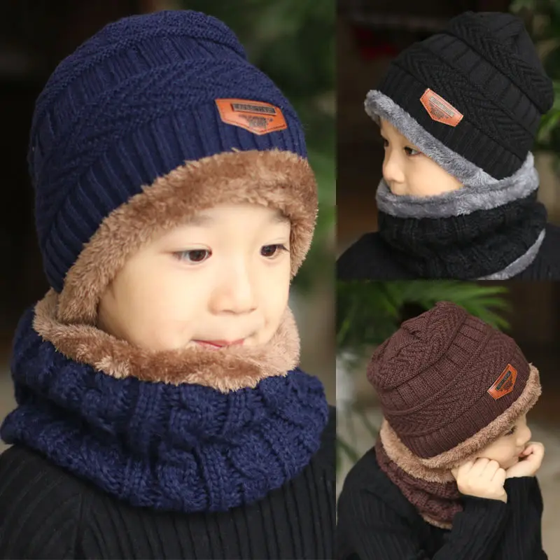 Children's hat Autumn winter 2 years old 3 boys 4 girls Woolen scarf set 6 children 5 winter 9 parent-child hat