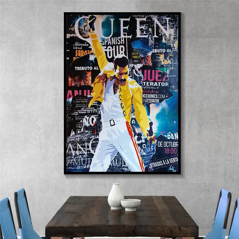 

Canvas Painting Graffiti Pop Art Freddie Mercury Bohemian Rock Music Star Posters Prints Abstract Street Art Picture Home Decor