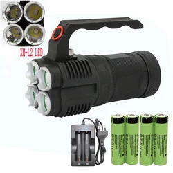 Tactical Flashlight 4x XM-L2 LED 4800 Lumens 4 Modes Lights Flash Light Aluminum Torch Lamp + 4x 18650 Battery + Charger