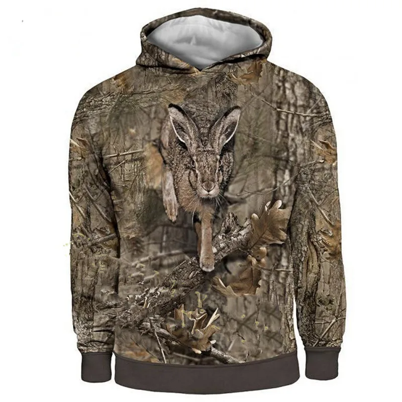 Man 3D Hoodies Fashion Camo Hunting Animals Bird Streetwear Hooded Sweatshirts Long Sleeve Casual Pullover Men's Hoody