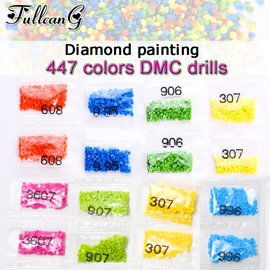 Wholesale DIY DMC 447 Colors freely choose Square Round Drill Diamond Painting Embroidery Rhinestone crystal Beads Accessory