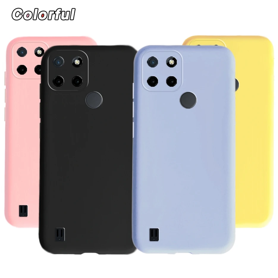 Realme C21Y Case RMX3261 Cute Candy Soft Silicone Plain Phone Cases For Oppo Realme C21Y C 21Y Back Cover RealmeC21Y Full Bumper