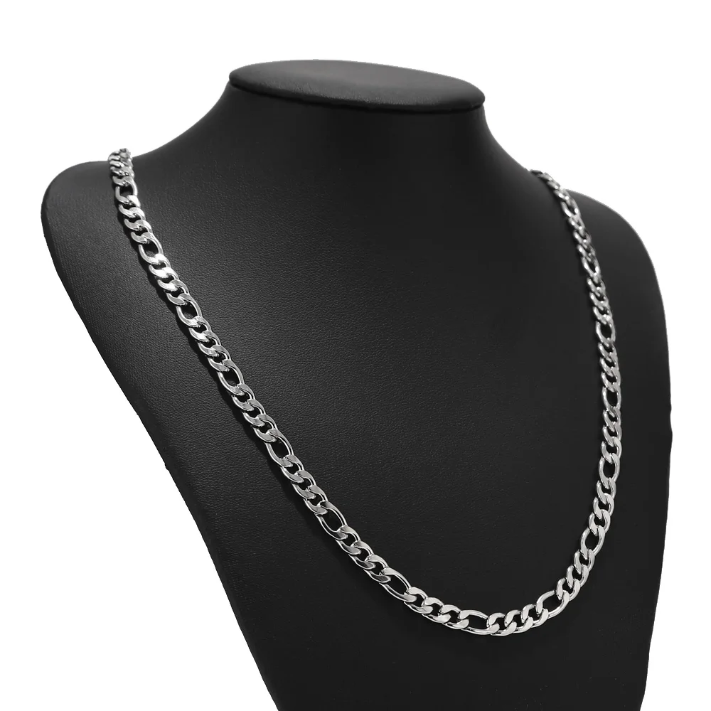 

10pcs/lot Stainless Steel Figaro Chain Necklaces 6MM Width Cuban Curb Link Chain for Pendant Hip Hop DIY Jewelry Making For Men