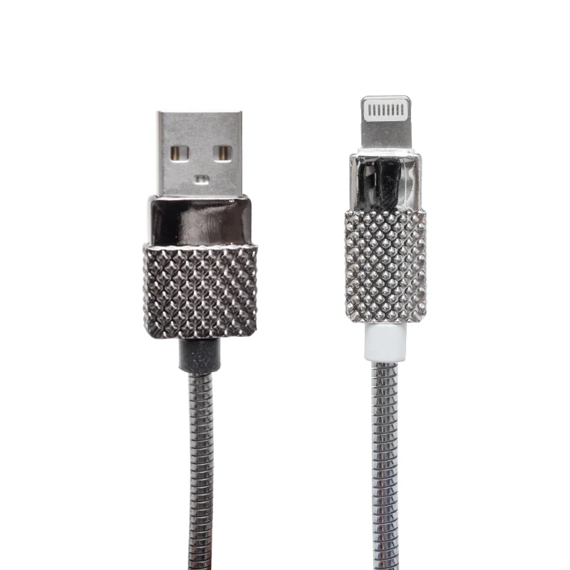 POWERMASTER METAL SPRINGY LIGHTNING USB DATA CABLE 1 METRE