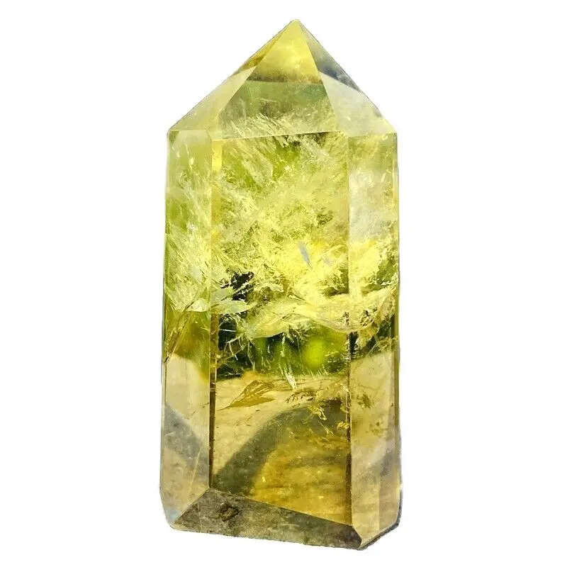 Natural Beautiful Yellow Crystal Obelisk Crystal Energy Column Reiki Healing