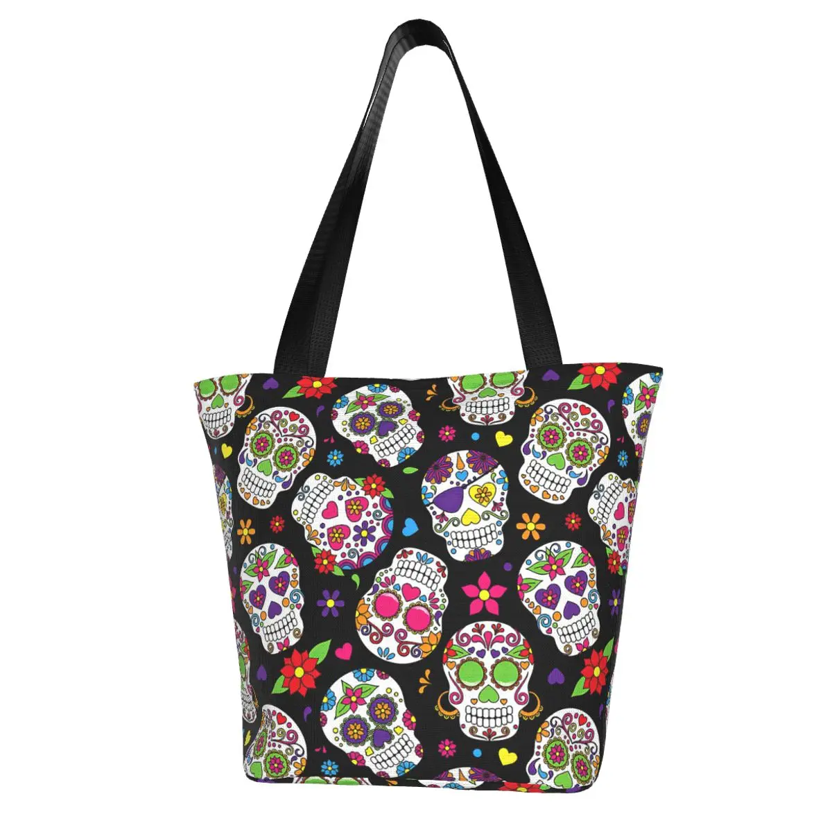 Sac à main en polyester tête de mort mexicaine pour fille, sac à provisions pour femme, sac à bandoulière, sac en toile, sac cadeau, plein air