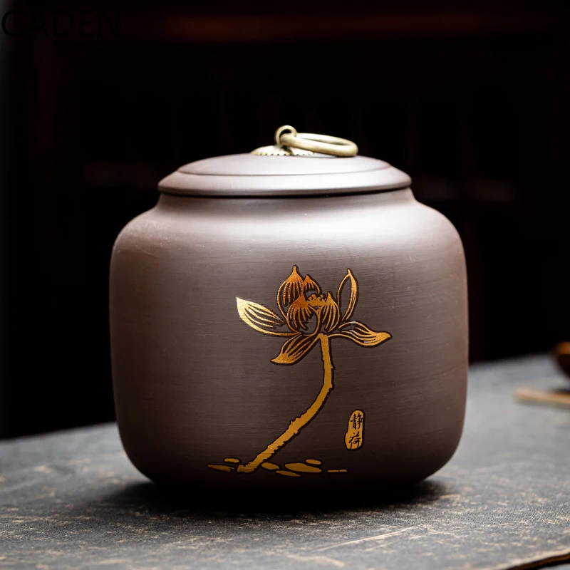 Purple Clay Tea Caddy Creative Storage Tank Tea Set Household Tea Ceremony Accessories Moisture-proof Large Pu\'er Tea Caddy