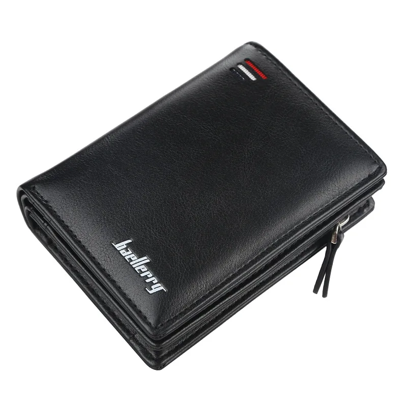 Brand Men PU Leather short Wallet With Zipper Coin Pocket Vintage Big Capacity Male Short Money Purse Card Holder New