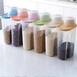 1.9L-2.5L Food Storage Box Sealed Jar Can For Kitchen Grain Dried Fruit Snack Cereal Dispenser With Pour Lid Plastic Container