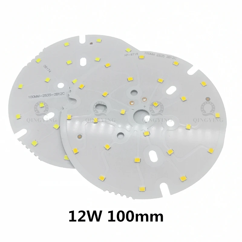 10 sztuk 12W wysokiej jasności LED PCB 50mm-100mm średnica SMD 2835 Panel lampy zimny biały/ciepły biały do sufitu światła lampa świecąca W dół