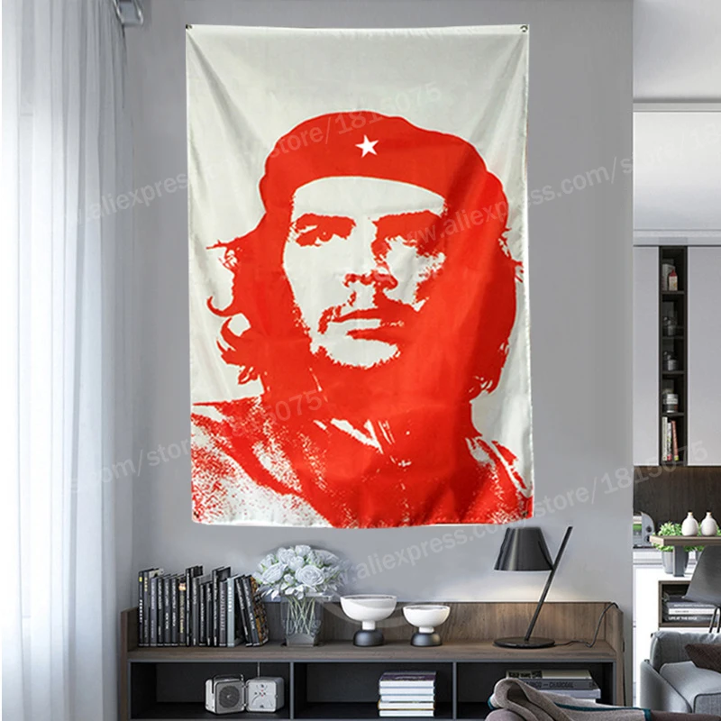 Che Guevara Cuba Flag Banner Polyester 90* 150cm Hang On The Wall 4 Grommets Custom Flag Indoor Decoration