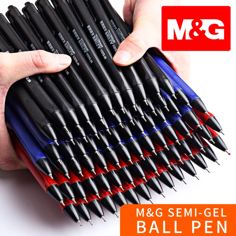 M&G W3002 Smooth Oil BallPoint Pen Retractable 0.7mm Blue Black Red Ink Semi Gel Ball Pen Value Pack for School Office Supplies