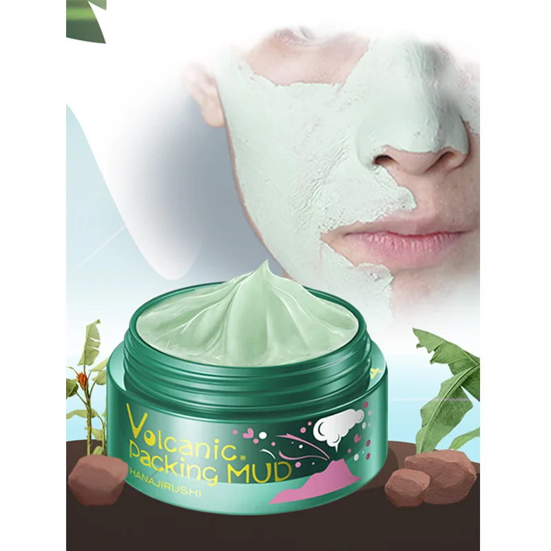 HANAJIRUSHI Clay Mask Volcanic Mud Facial Mask Clear Pores Remove Blackhead Strawberry Nose Hydrated White Unisex Face Care80g