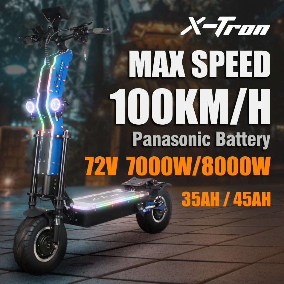 Folding 72V Tire 100km/h Motor 8000W Range Scooters Pedal