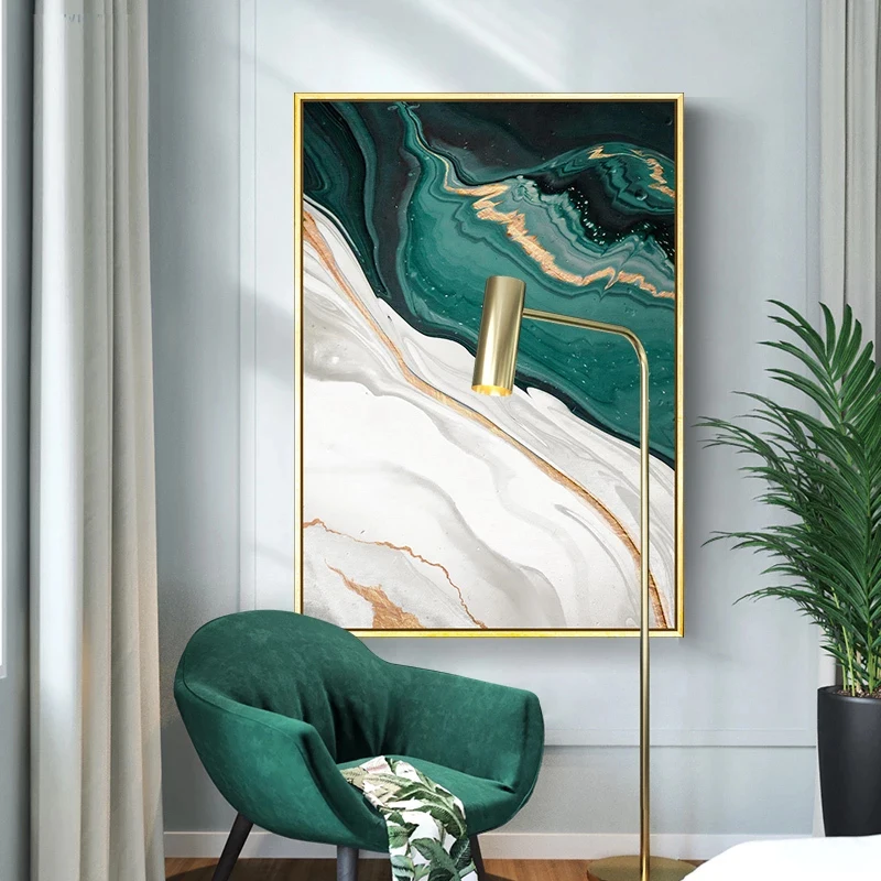 Modern Abstract Gold foil lines Green Canvas Art Paintings Acrylic Paints Coloring By Numbers Handpainted Gift Home Decor Gift