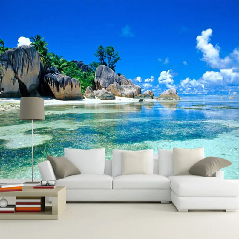 

Custom Photo Wallpaper 3D Seaside Landscape Mural Living Room TV Sofa Home Decor Wall Background Home Interior Decoration