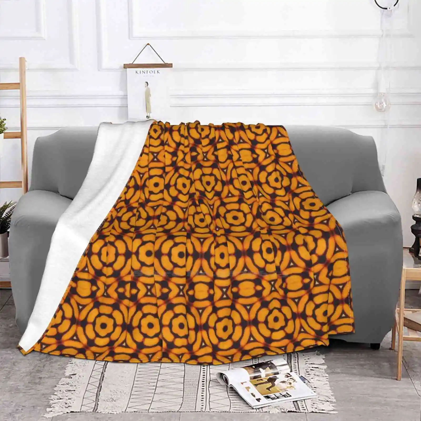 Monarch Pattern 2 Designer Cloth Mask Creative Design Light Thin Soft Flannel Blanket Monarch Butterflies Orange Monarch