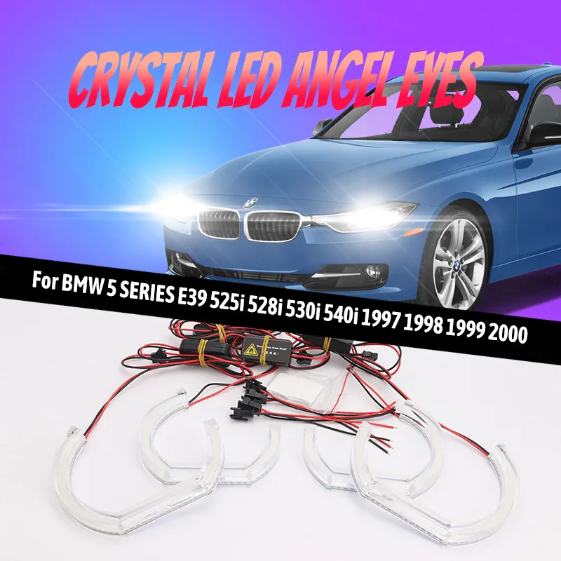 

White Day Light Cut Style Ring LED Angel Eye Kit Crystal Angel Eyes for BMW 5 SERIES E39 1997 1998 1999 2000 DTM Style