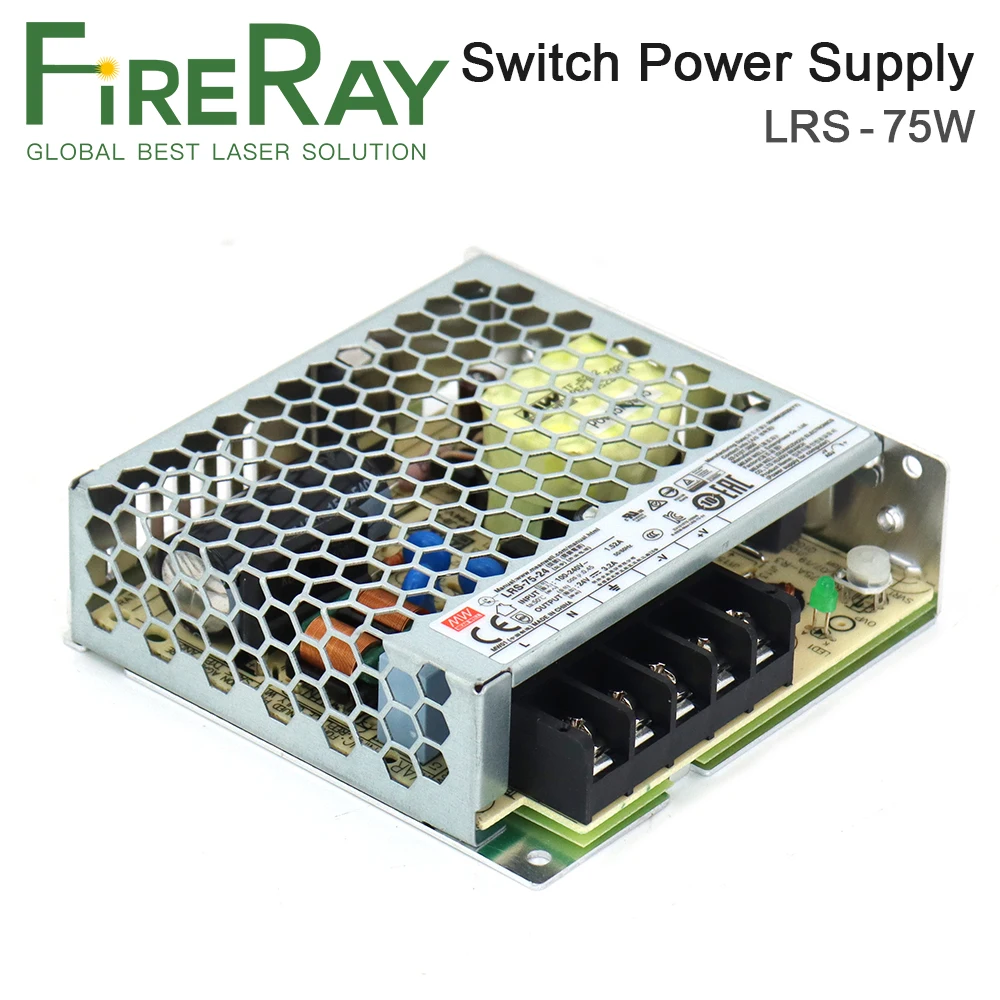 Fireray MeanWell Switch Power Supply LRS-75W 5V 12V 24V 14A 6A 3.2A use for CNC Router Engraving and Cutting Machine