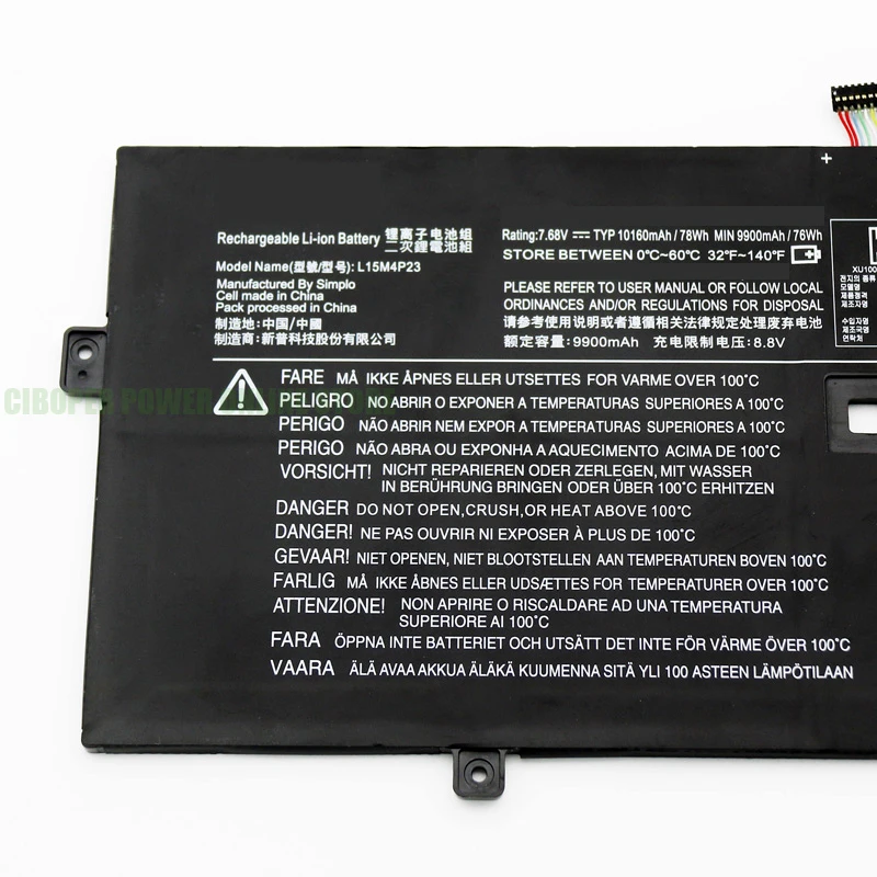 CP Laptop Battery L15M4P23 7.68V/78WH/10160mAh L15M4P21 L15C4P22 L15C4P21 For Yoga 910-13IKB,Yoga 910 13 80VF,Yoga 5 Pro(512G)