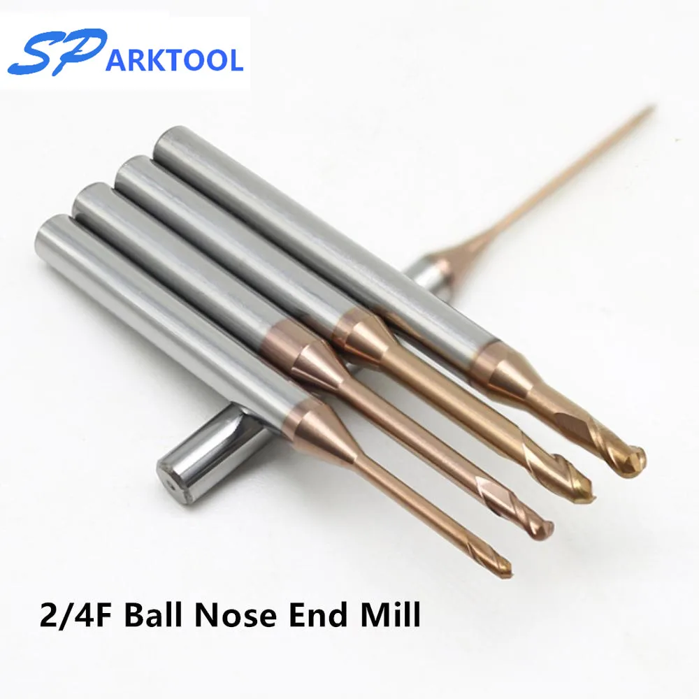 0.1 0.2 0.4 0.6mm 0.8mm  Micro Diameter Miniature 4 Flutes Rib Corner Radius End Mill Tungsten Steel Plain Milling Cutter