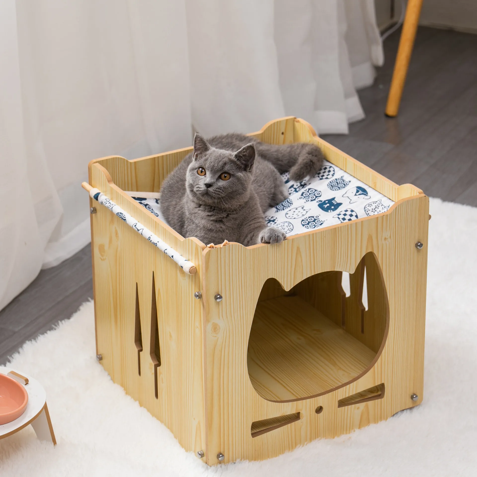 

Cat nest cat hammock cat villa cat cabinet cat house closed cat bed wooden multi-layer pet nest