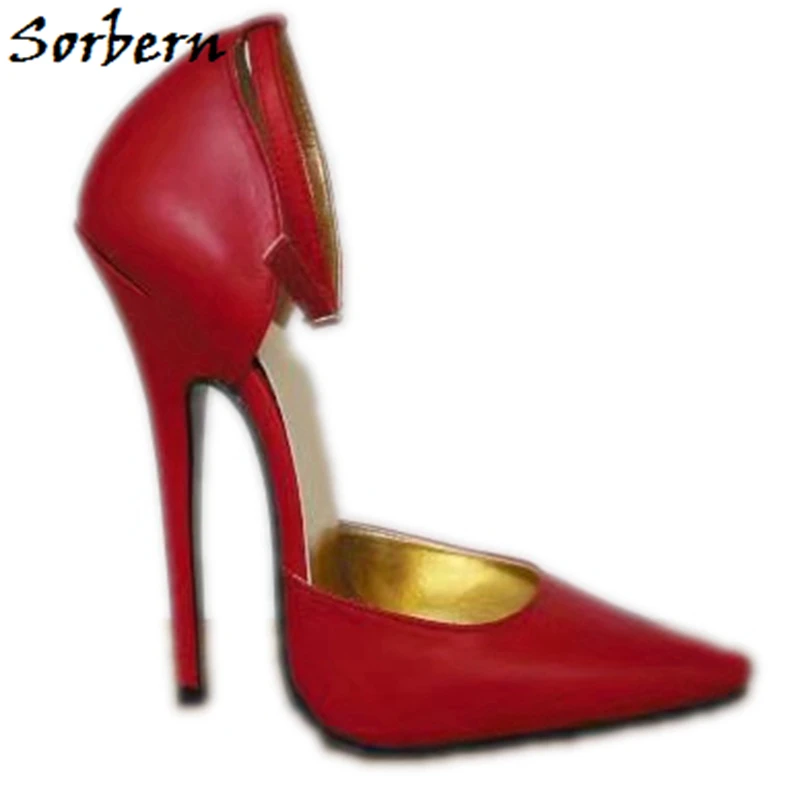 Sorbern 16Cm Two Piece Pointed Heels Women Pump Stilettos Heels Ankle Strap Crossdresser Size 12 Heels Large Sizes Custom Colors