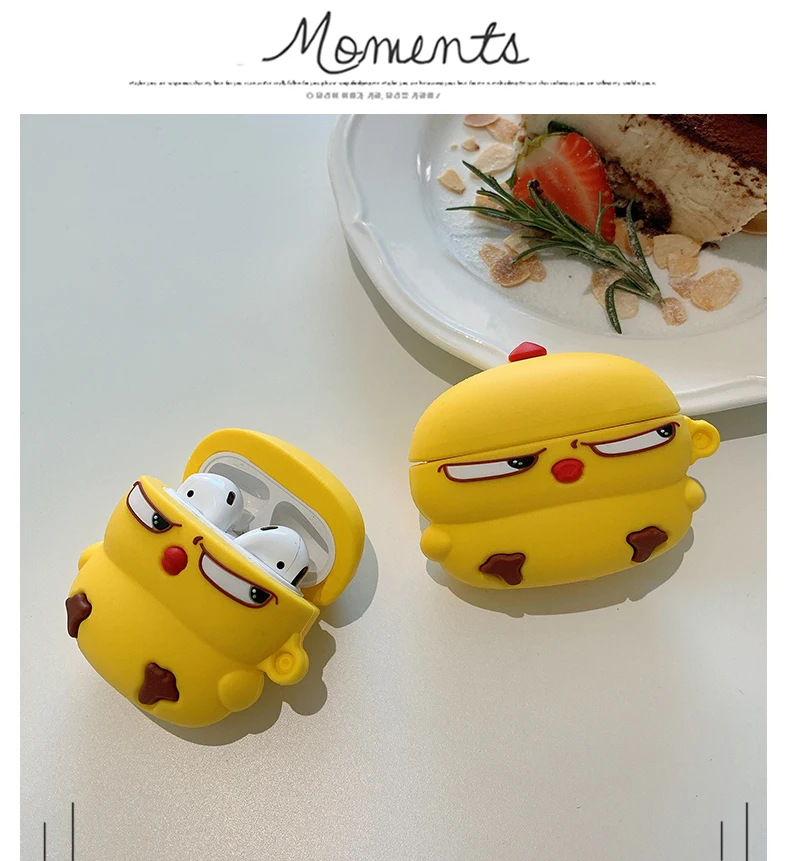 Etui na słuchawki AirPod Angry Yellow Chick Cute Soft Silicone Earphone Cases For Apple Airpods 1 2 pro Case Protect Cover Funda Keychain