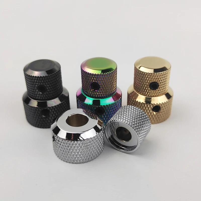 2 pcs High Grade Chameleon Guitar Volume Tone Stacked Control Knobs Rainbow colorsilvery  Smoky Color  golden