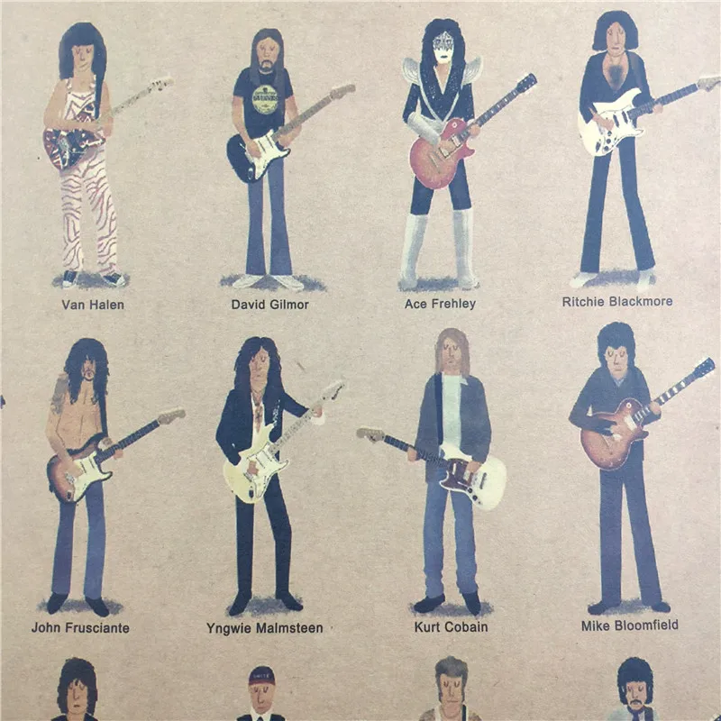 Classic Guitar Master Vintage Poster Room Decoration Stickers Wall Decor Kraft Paper Home Decor Wall Sticker Posters