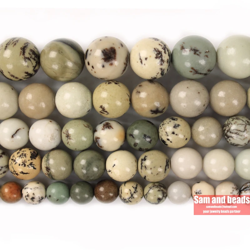 Wholesale Natural Stone Green Flower Jaspers Round Loose Beads 6 8 10 12MM Pick Size For Jewelry Making GFJ20