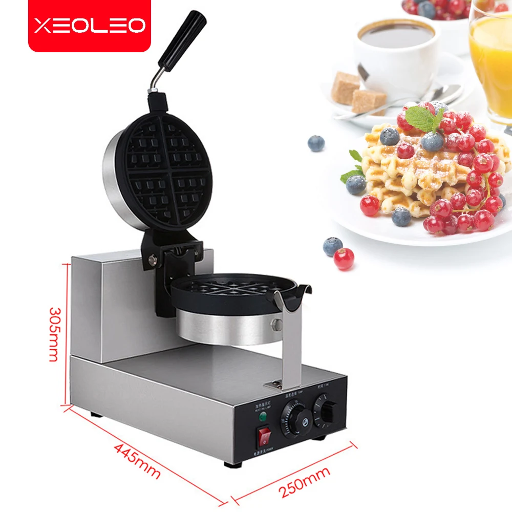 Xeoleo Commerciële Wafelijzer Elektrische Bakpan Non-stick Bakken Biscuit Machine Draaibaar Hoofd Ei Cake Maker 1300W 220-240V