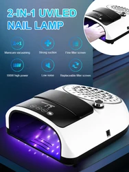 186W UV LED Nail Lamp Nail Art Vacuum Cleaner 2-in-1 Nail Machine with Filter， for nails For Manicure Gel  Christmas Gift