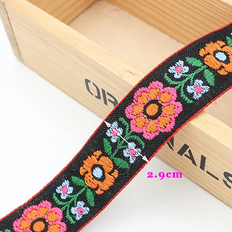 1M Flower Embroidery Ribbon Ethnic Lace Vintage Webbing Indian Boho Trimming DIY Clothes Bag Accessories Embroidered Fabric