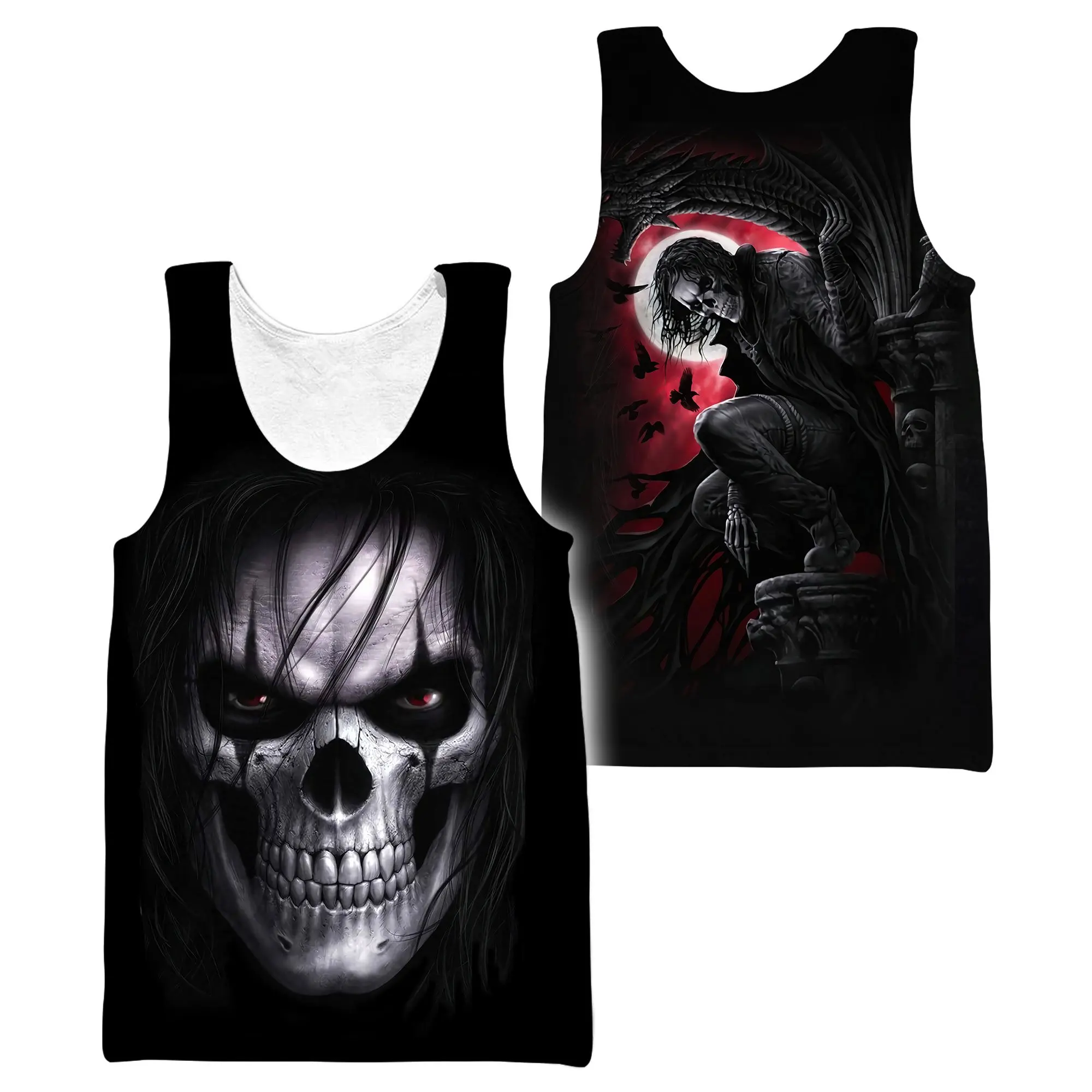 2021 Summer Men Skull Dragon Tattoo Pattern 3D All Over Printed Casual Sleeveless T-shirt Unisex Tank tops Drop shipping BXD14