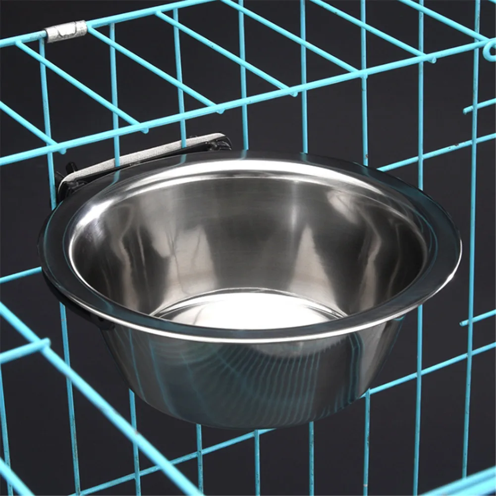 Pet Hang Bowl Stationary Dog Cage Bowls Stainless Steel Dog Cat Hanging Bowls Durable Puppy Kitten Feeder Water Food Bowls