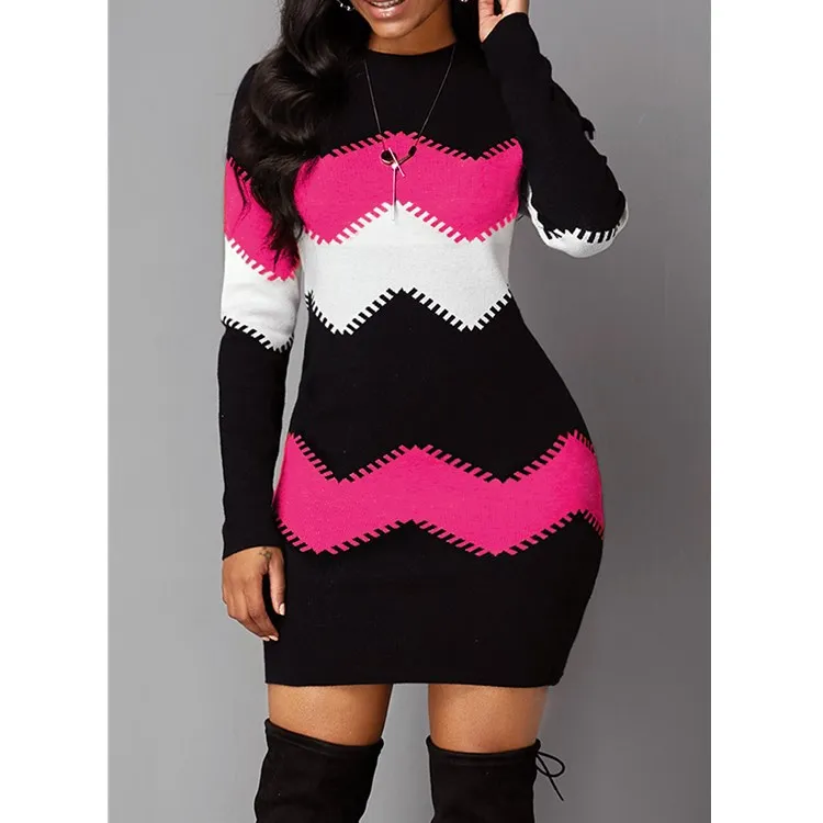 Kobiety Hip Wiosna Jesień Vintage Strip Befree Dress Large Big Sexy Boho Casual Party Eleganckie sukienki Plus Sizes