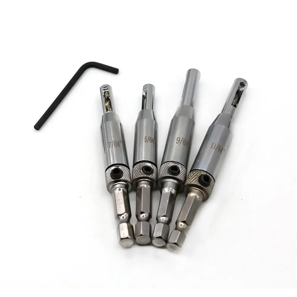 

4 pcs door and window hinge hinge hole opener hexagon drill bit positioning special-shaped drilling hinge drill set