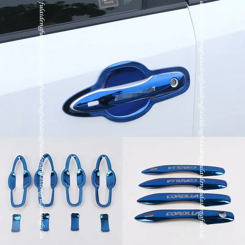 For Toyota Corolla 2019-2021 Blue Titanium Car Door Handle+Door Bowl Moulding Cover Trim Car Accessories