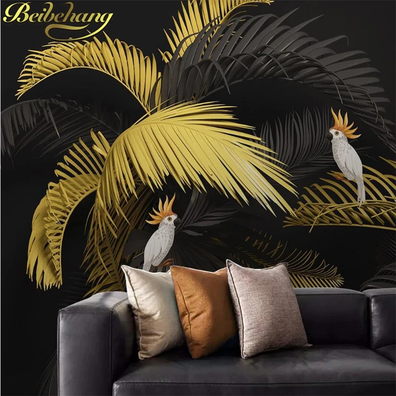 

beibehang Custom photo Wall paper Tropical plant leaf TV background Wall Covering Bedroom Mural Background 3D wallpaper for wall